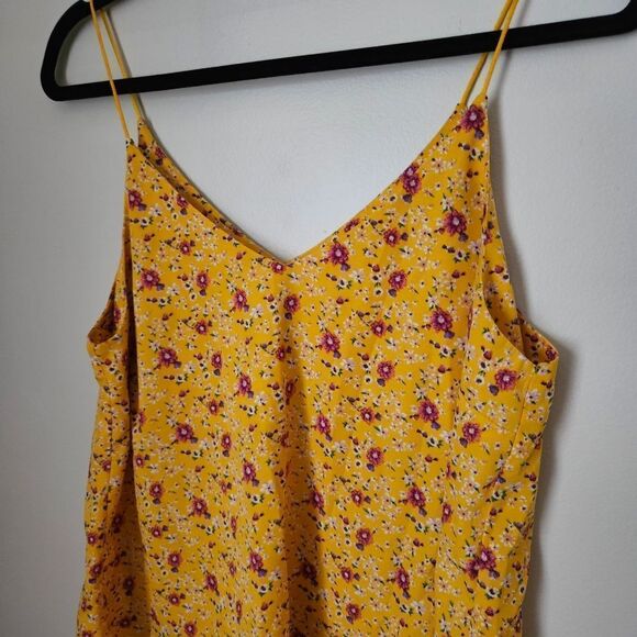 Forever 21 Tank Top Floral Print Casual Trendy Summer Yellow Vacation - Picture 2 of 7